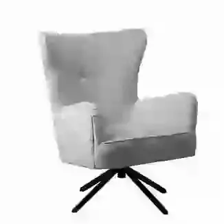 Grey Chenille Fabric Swivel Accent Chair 
